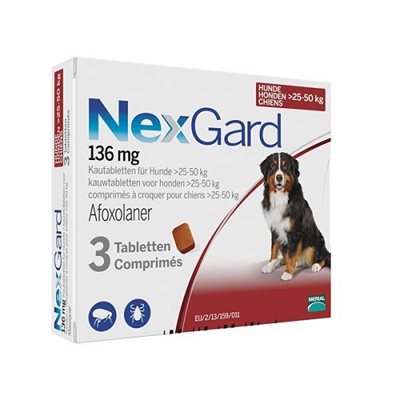 נקסגארד לכלבים במשקל 25-50 ק"ג NexGard