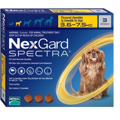 נקסגארד ספקטרה לכלבים במשקל 3.6-7.5 ק"ג NexGard Spectra