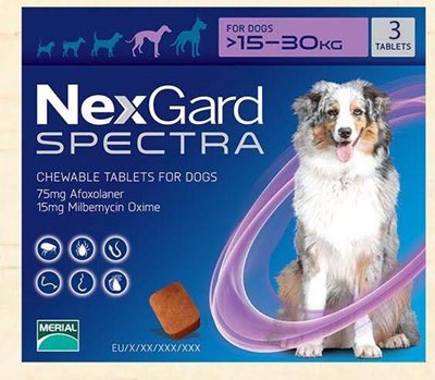 נקסגארד ספקטרה לכלבים במשקל 15-30 ק"ג NexGard Spectra