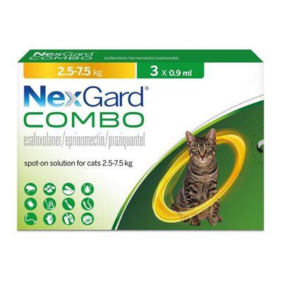 נקסגארד קומבו לחתולים במשקל 2.5-7.5 ק"ג NexGard Combo