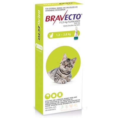 ברבקטו ספוט-און לחתולים במשקל 1.2-2.8 ק"ג Bravecto