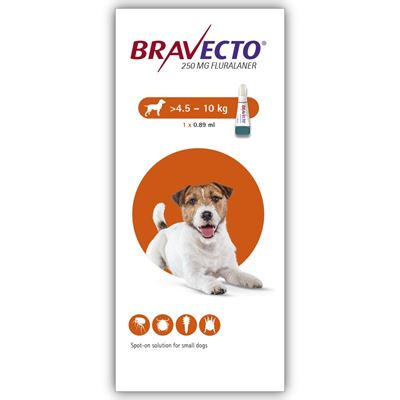 ברבקטו ספוט און לכלבים במשקל 4.5-10 ק"ג Bravecto