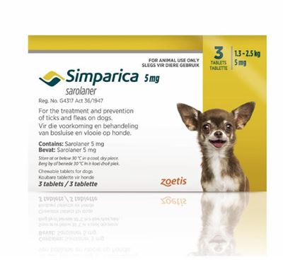 סימפריקה לכלבים במשקל 1.3-2.5 ק"ג Simparica