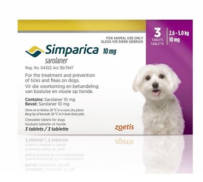 סימפריקה לכלבים במשקל 2.5-5 ק"ג Simparica