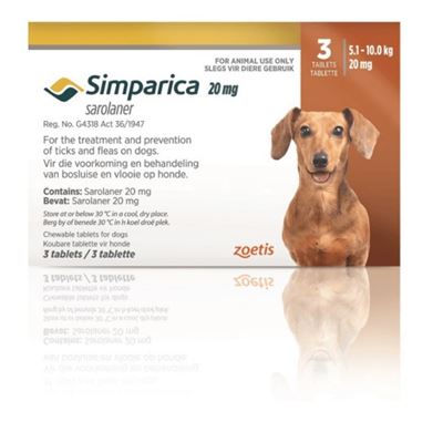 סימפריקה לכלבים במשקל 5-10 ק"ג Simparica