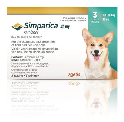 סימפריקה לכלבים במשקל 10-20 ק"ג Simparica
