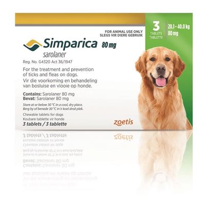 סימפריקה לכלבים במשקל 20-40 ק"ג Simparica