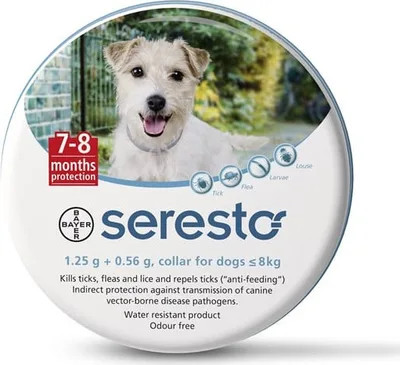 Seresto- קולר סרסטו נגד קרציות ופרעושים לכלבים עד 8 ק"ג