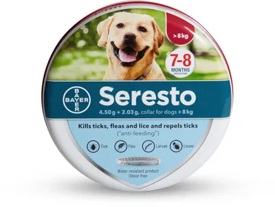 Seresto- קולר סרסטו נגד קרציות ופרעושים לכלבים מ 8 ק"ג ומעלה